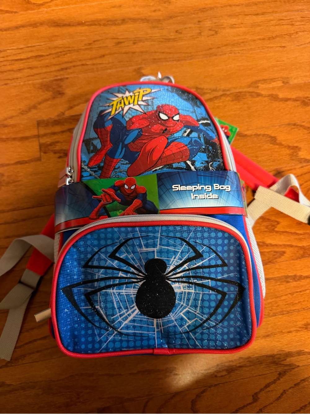 Spider-Man Kids Backpack with Sleeping Bag - Red & Blue new with a tag